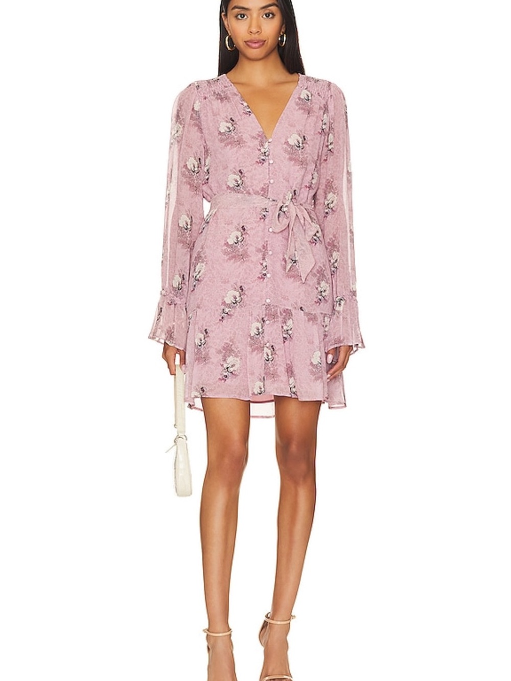 PAIGE Carmela Sunrise Pink Multi Silk Floral Mini Dress M
